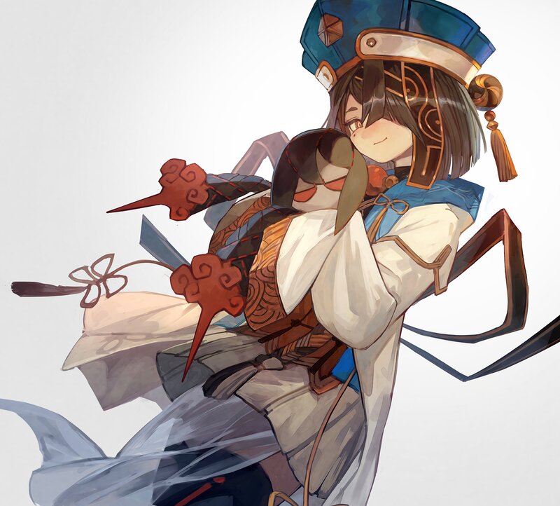 Anime Character with Weapon — Blue, Calm