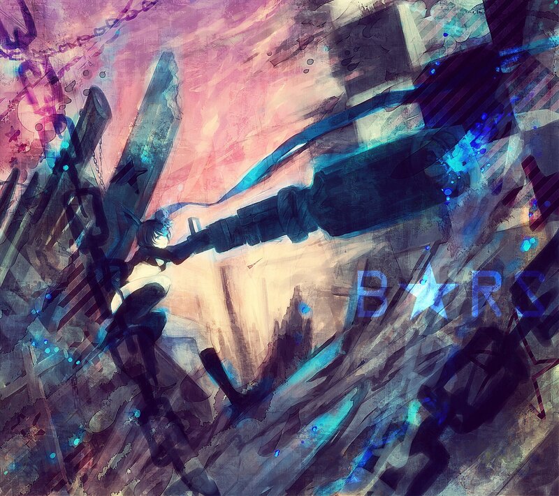 Anime Character with Weapon — Blue, Dramatic, Chaotic