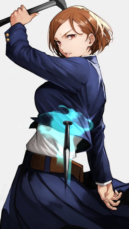 Anime Character with Weapon — Blue, Dramatic, Manga
