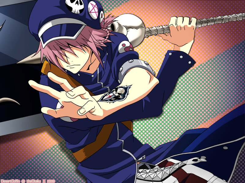 Anime Character with Weapon — Blue