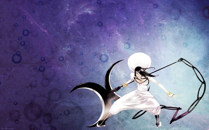 Anime Character with Weapon — Purple, Dramatic, Manga