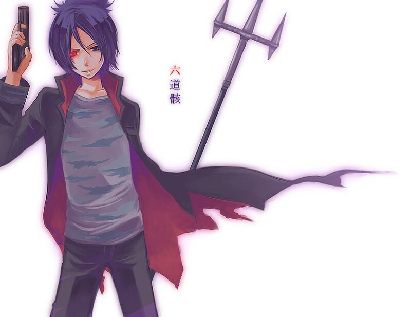 Anime Character with Weapon — Purple, Dramatic