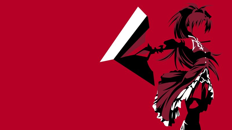 Anime Character with Weapon — Red, Dramatic, Digital Art, Dress