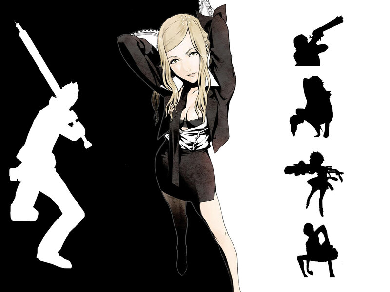 anime character with weapon silhouettes