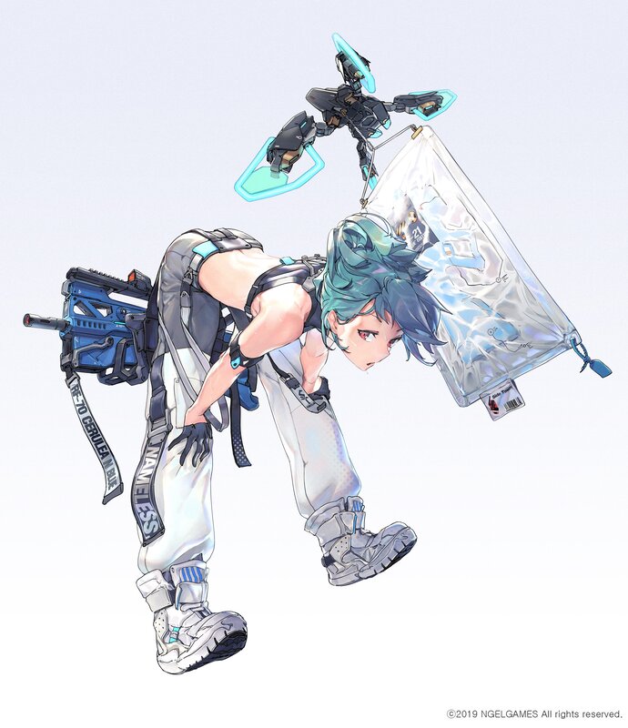 Anime Character with Weapon — White, Action