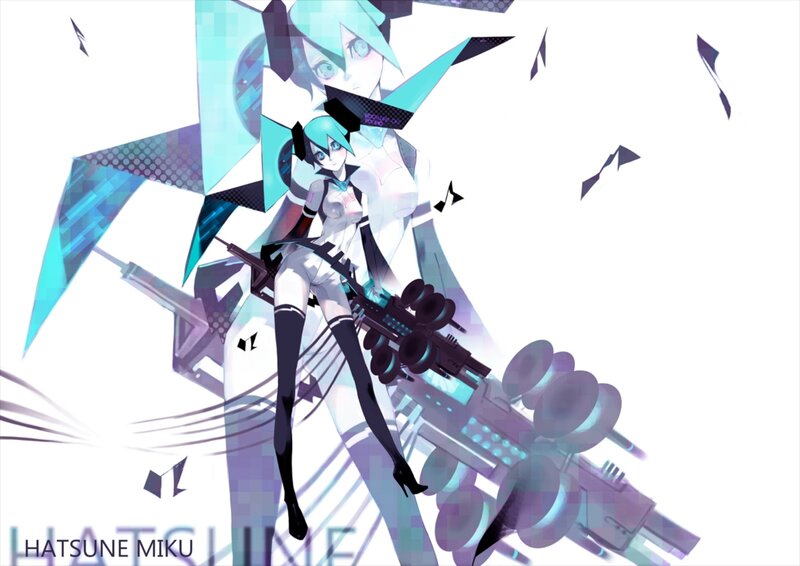 Anime Character with Weapon — White