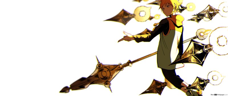 Anime Character with Weapon — Yellow