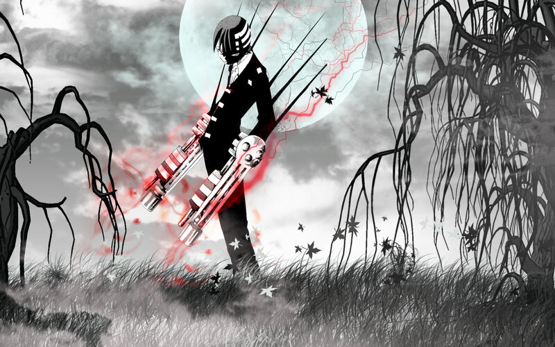 anime character with weapons