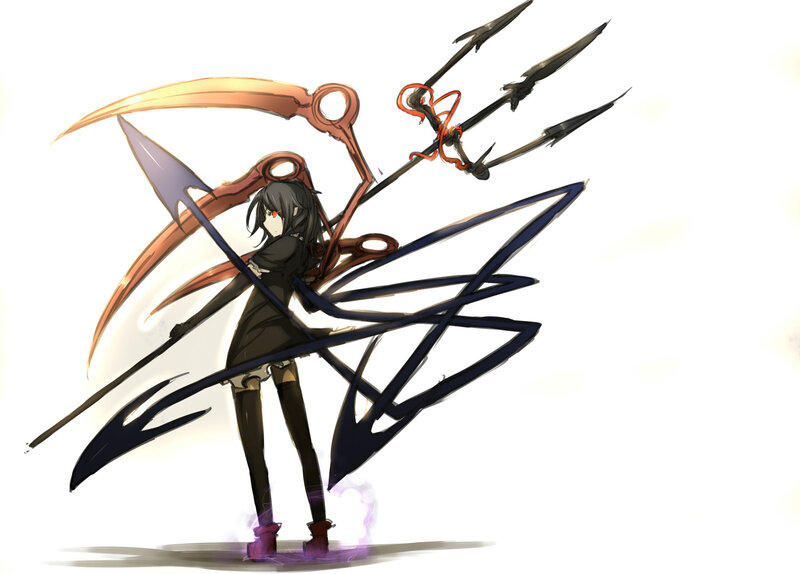 anime character with weapons