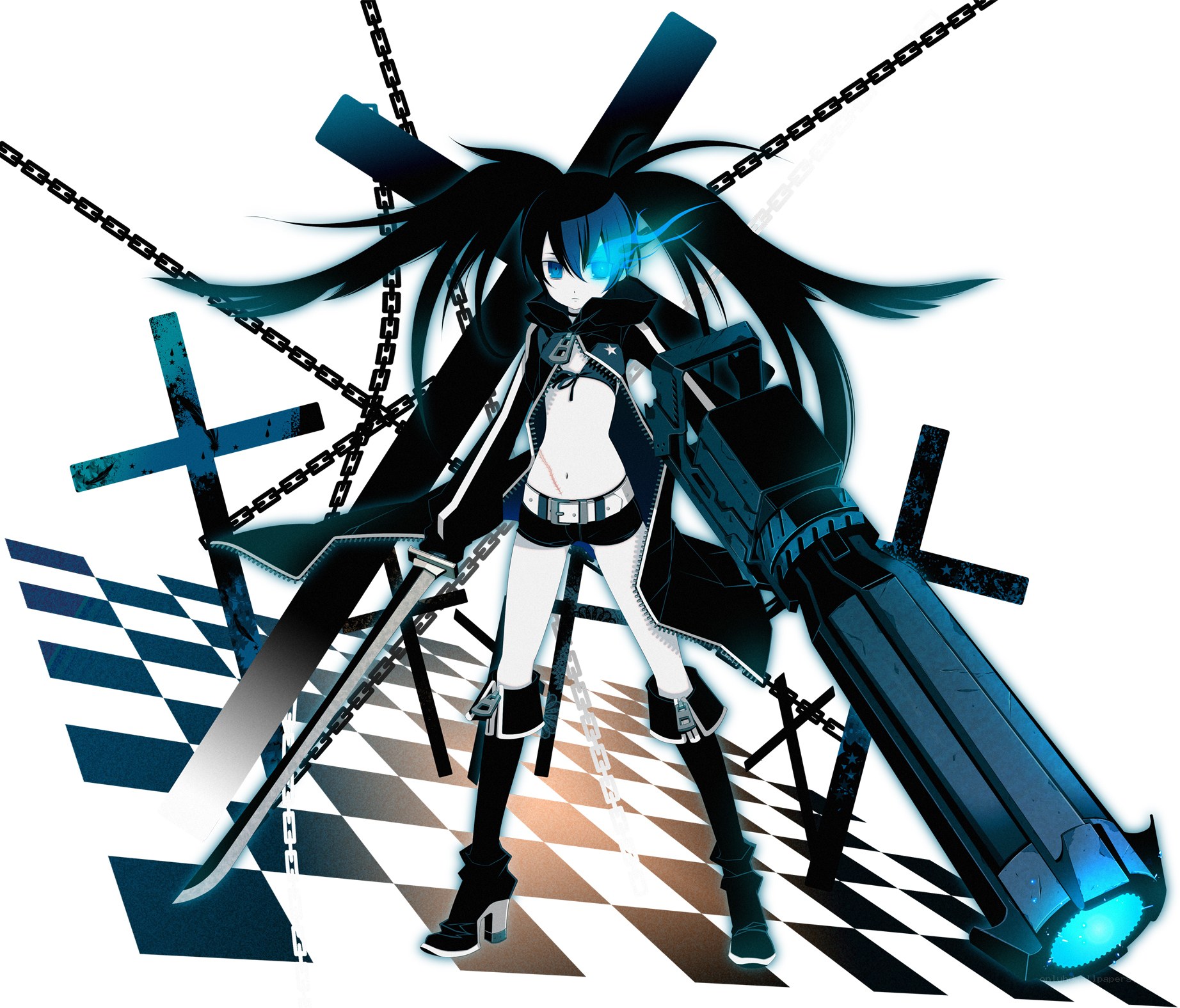 anime character with weapons