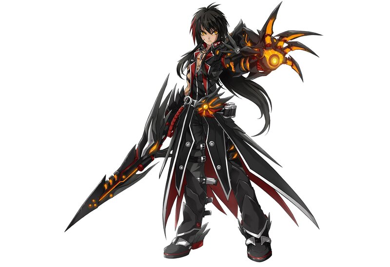 Anime Character with Weapons — Black, Dramatic, Digital Art