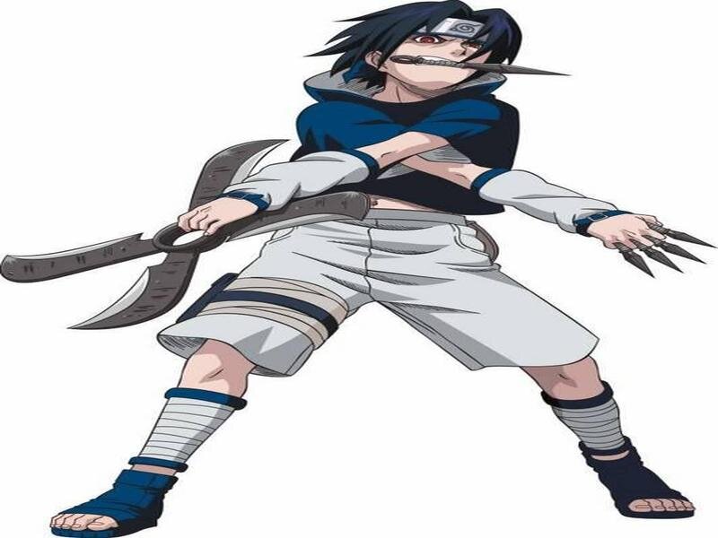 Anime Character with Weapons — Blue