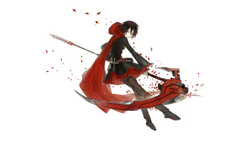 Anime Character with Weapons — Red, Dramatic