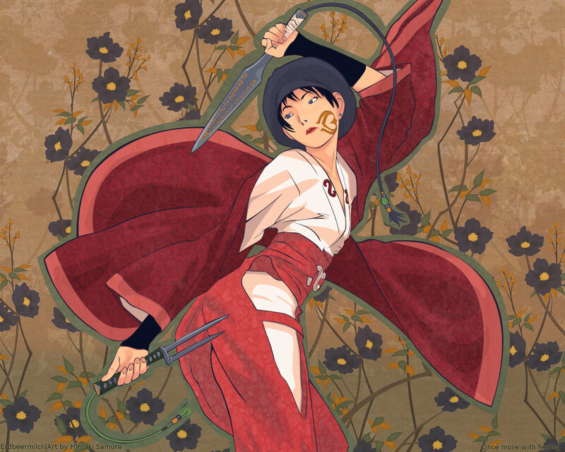 Anime Character with Weapons — Red