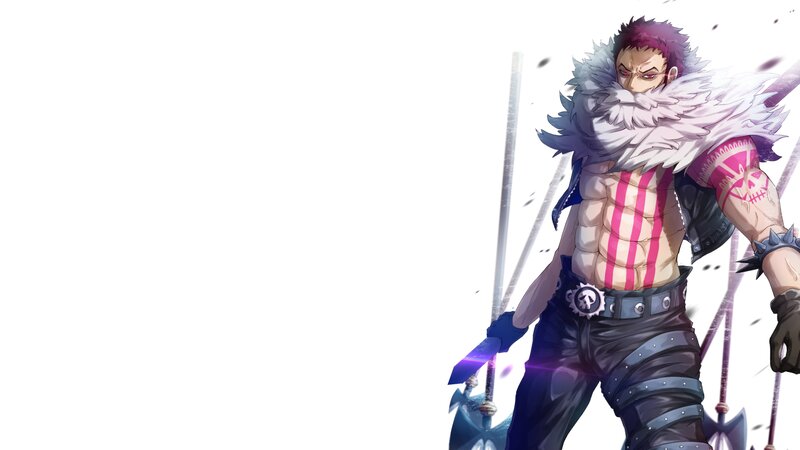 Anime Character with Weapons — White, Dramatic, Manga