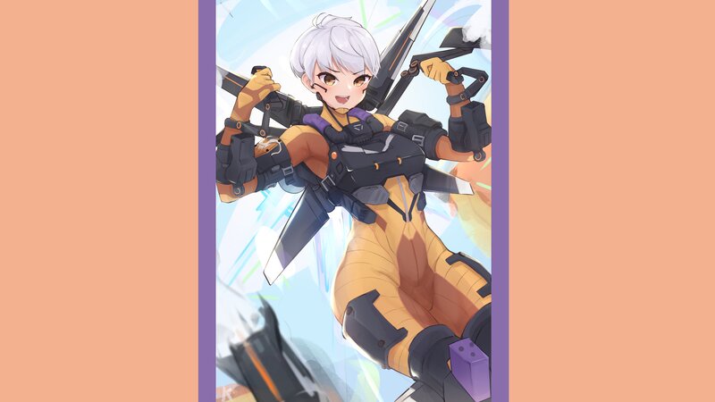 Anime Character with Weapons — Yellow