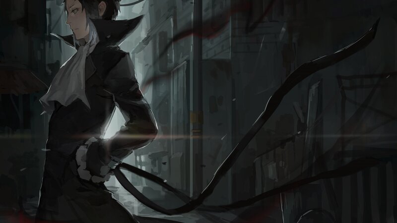 Anime Character with Whip — Black, Dramatic, Night