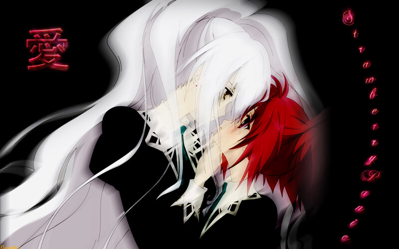 anime character with white and red hair