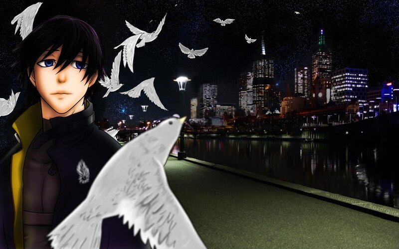 anime character with white birds