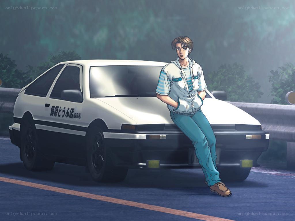 anime character with white car