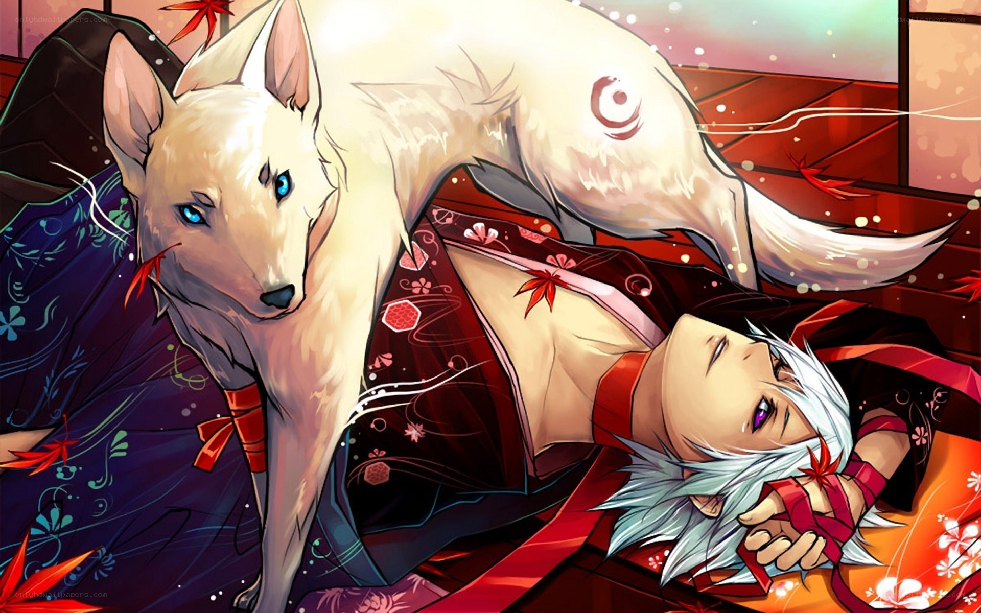 Anime character with white fox