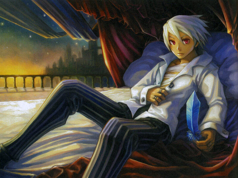 Anime character with white hair