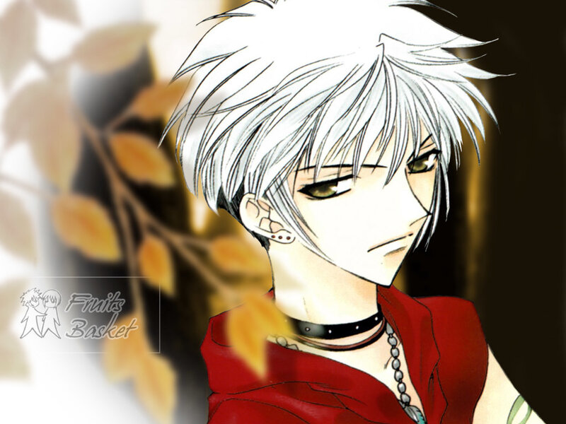 anime character with white hair