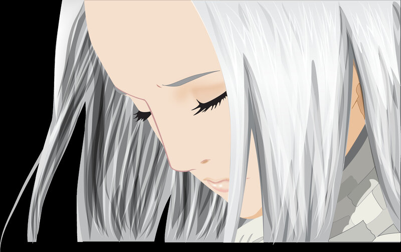 anime character with white hair
