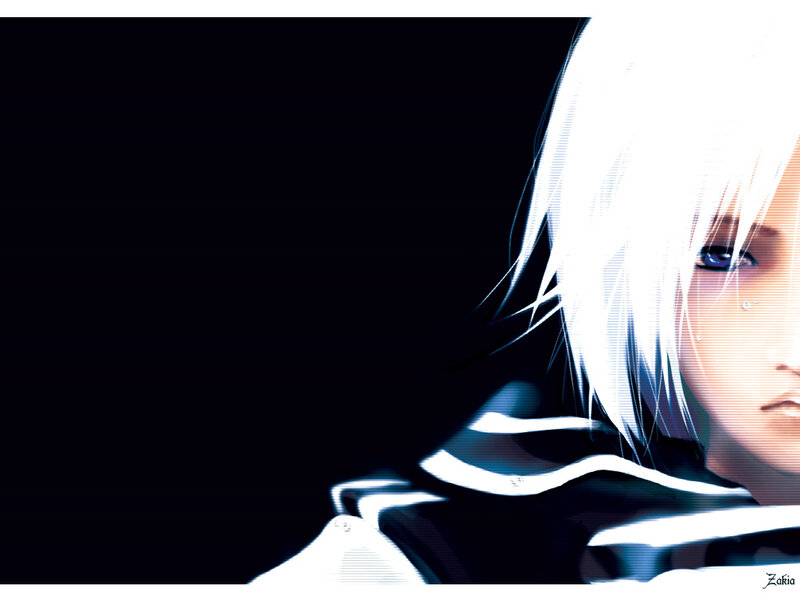 anime character with white hair
