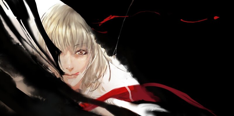 anime character with white hair