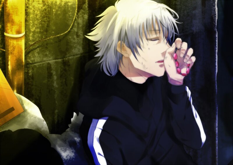 anime character with white hair