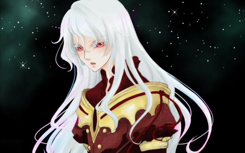 anime character with white hair