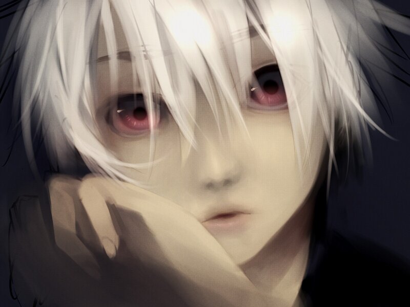 anime character with white hair