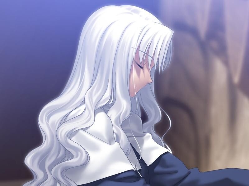 anime character with white hair