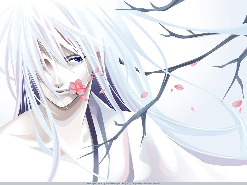 anime character with white hair