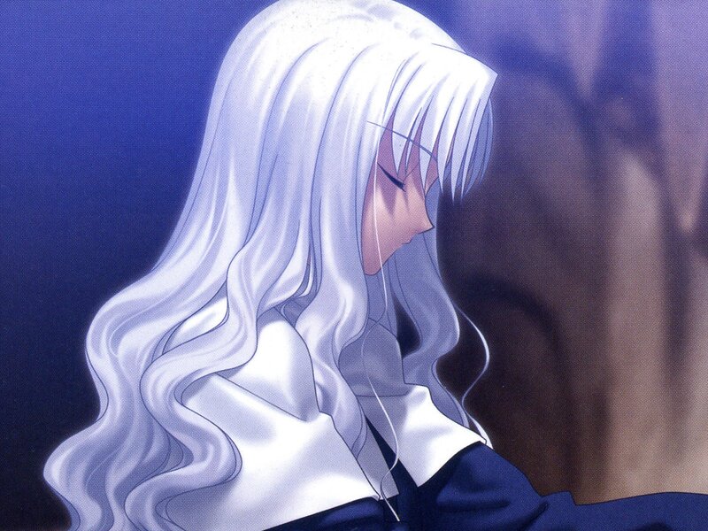 anime character with white hair