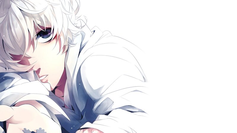 anime character with white hair