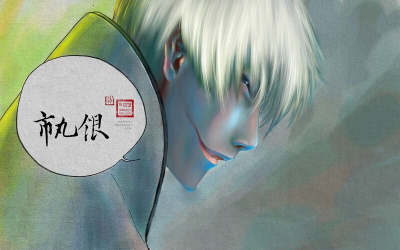 anime character with white hair