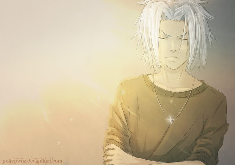 anime character with white hair