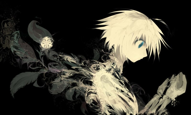 anime character with white hair