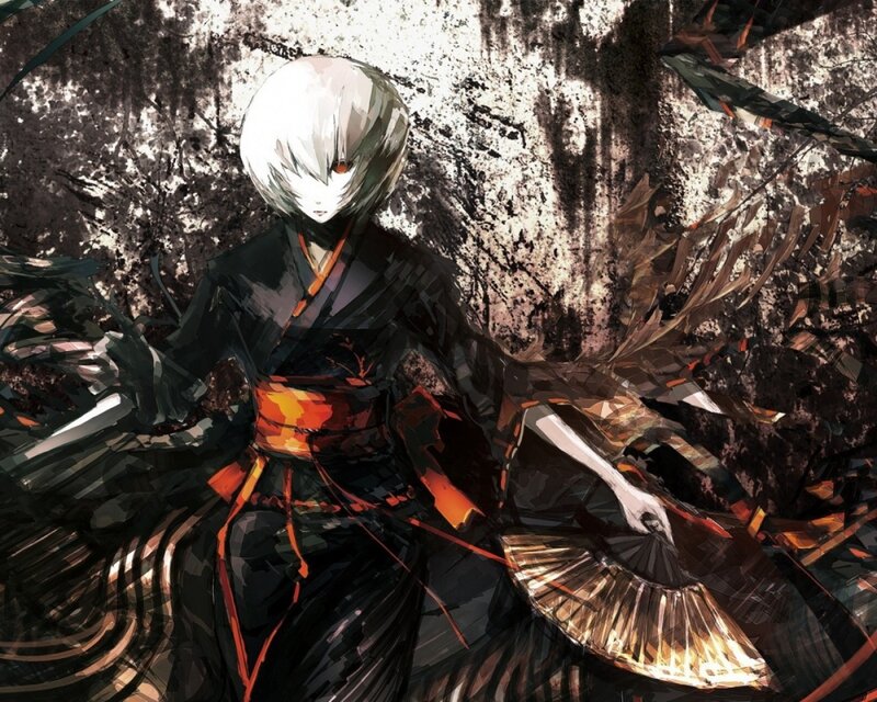 anime character with white hair