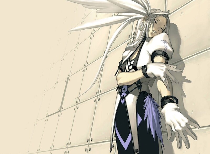 anime character with white hair