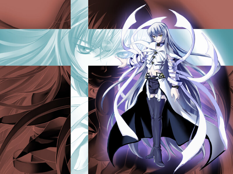 anime character with white hair