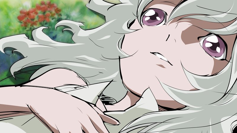 anime character with white hair