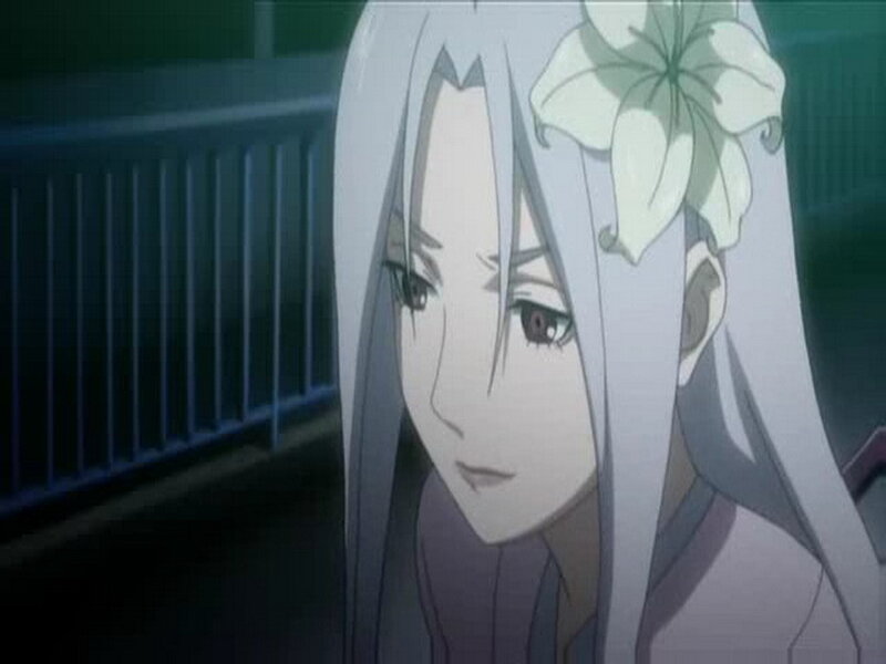 anime character with white hair