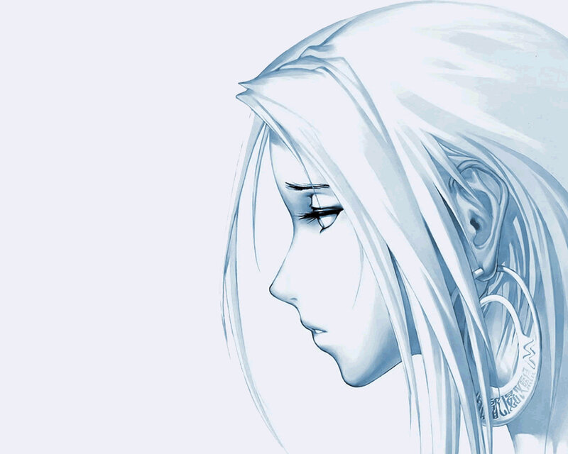 anime character with white hair