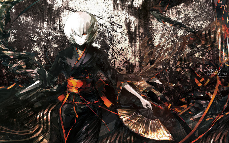 Anime character with white hair