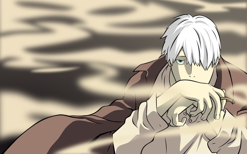anime character with white hair