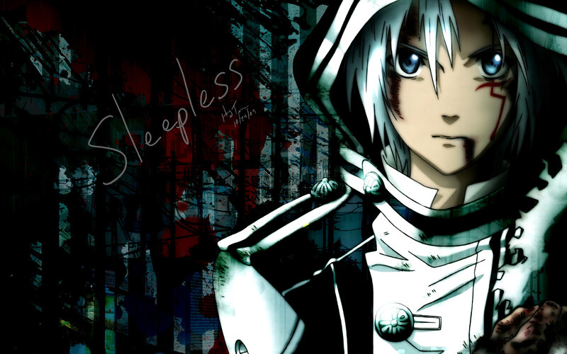 Anime Character with White Hair — Black, Dark, Intense, Manga