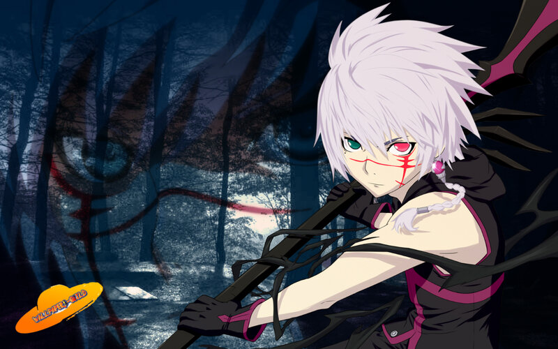 Anime Character with White Hair — Black, Dark, Intense
